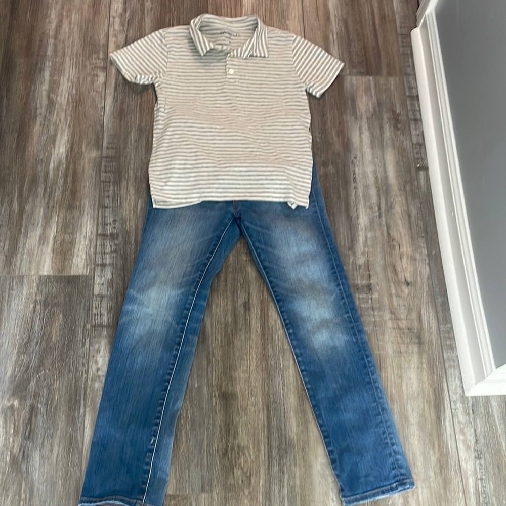 Crewcuts skinny jeans and striped polo
